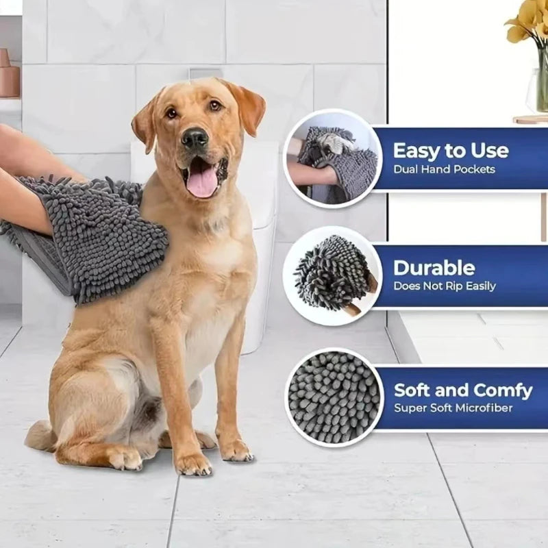 Quick Dry Pet Towel Soft Dog Bath Robe Towel Super Absorbent Cat Bath Towel Convenient Pet Cleaning Washcloth Dog Accessories